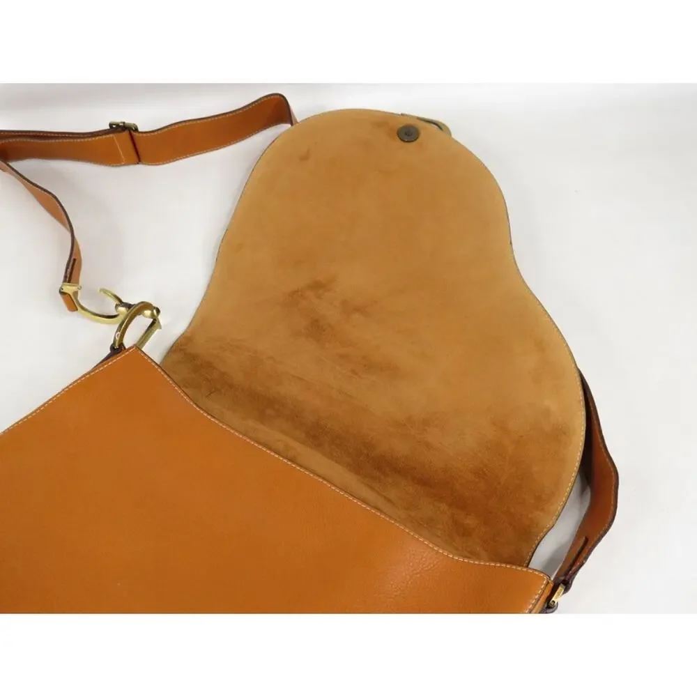Christian Dior Saddle Bag – Tan Leather with Brass “CD” Hardware - Picture 8 of 15